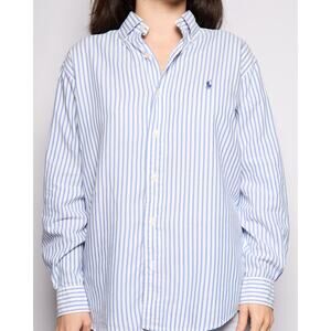 Vintage Ralph Lauren Blue White Striped Button Down